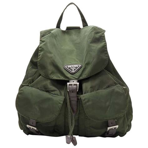 prada green backpack|Prada black backpack small.